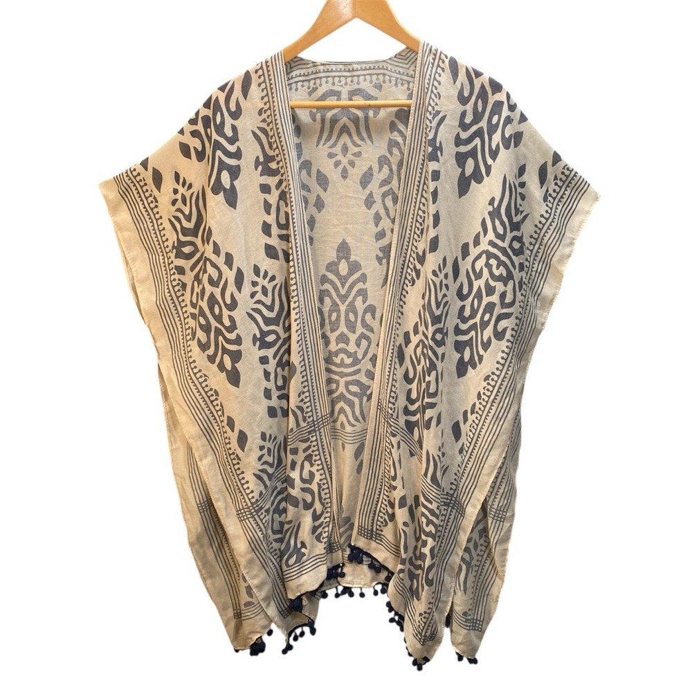 Bohemian‎ Damask Print Kimono Cardigan Cover Up OS Boho Beachy Festival Layering
